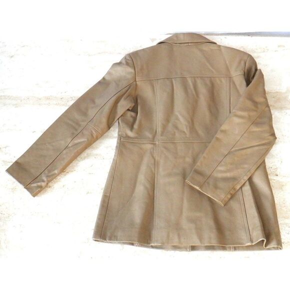 London Fog tan leather Pea coat jacket - Picture 2 of 2
